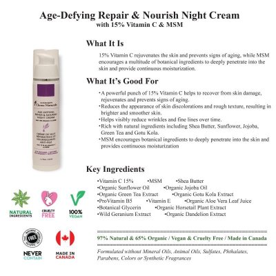 Photo1: Age-Defying Repair & Nourish Night Cream with 15% Vitamin C & MSM